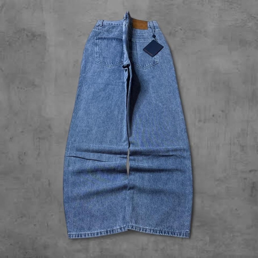 Y2k 2000s skater grunge designer Louis Vuitton knee patch jeans - Picture 2 of 7